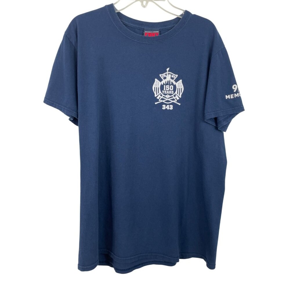 FDNY Blue T-shirt 343 -150 Years 9/11 Memorial Mens Size Medium
